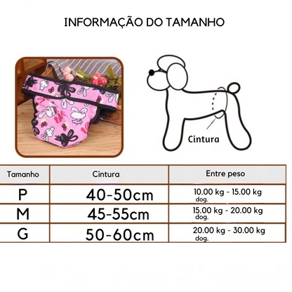 Calça fisiológica lavável para cachorro