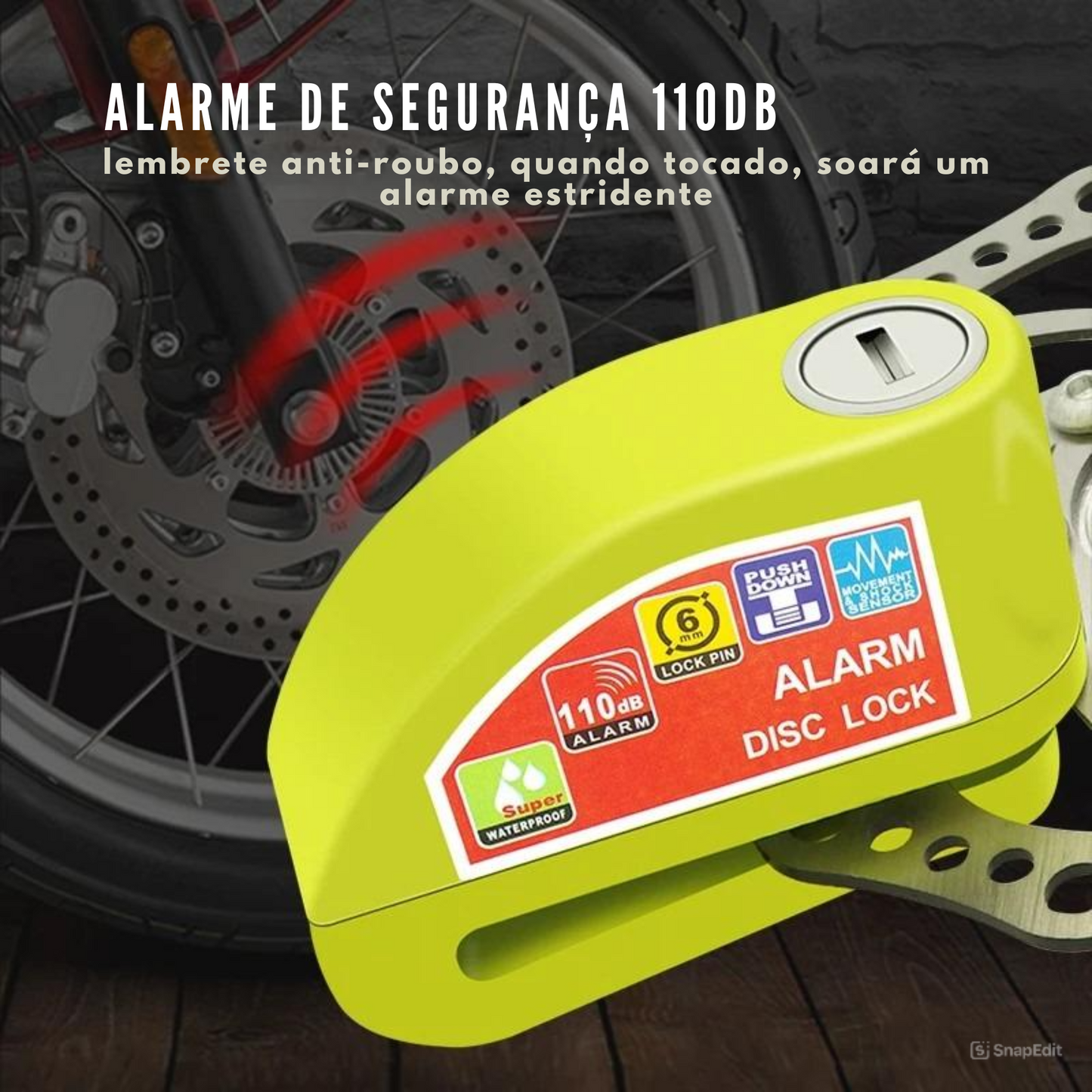 BrakeLock Pro - Trava de disco para Moto com alarme