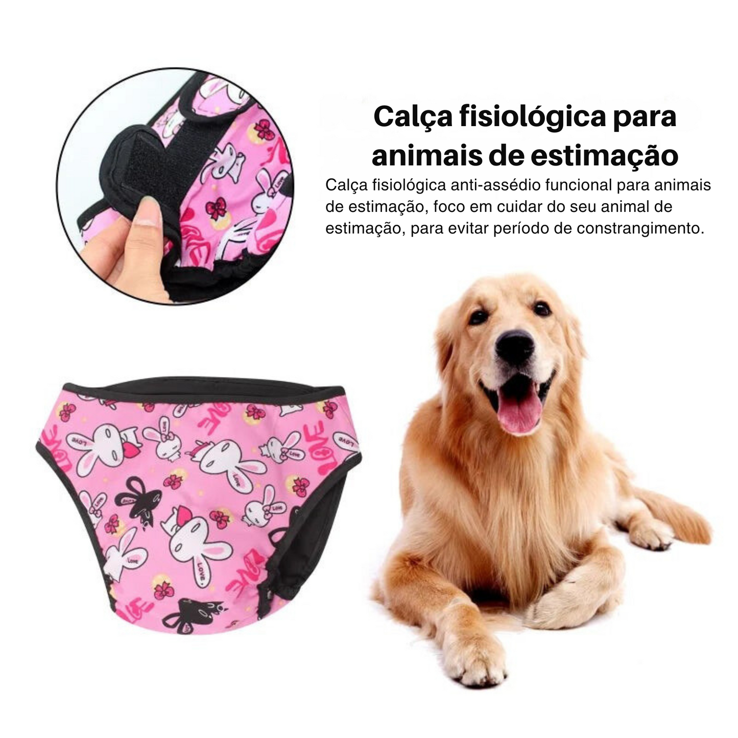 Calça fisiológica lavável para cachorro